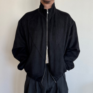 Anniehall25fw 麂皮绒解构拼接双拉链立领防风夹克外套秋冬