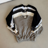 crew Anniehall25ss basic neck复古圆领套头卫衣毛圈精梳布料