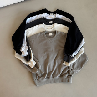 neck复古圆领套头卫衣毛圈精梳布料 crew Anniehall25ss basic