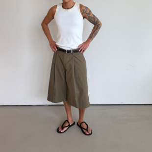 Anniehall26ss cropped pants 建筑感复古大廓形硬挺重磅7分短裤