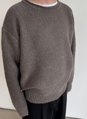 Anniehall24fw curly neckline领口卷边反穿风格粗针重磅毛衣