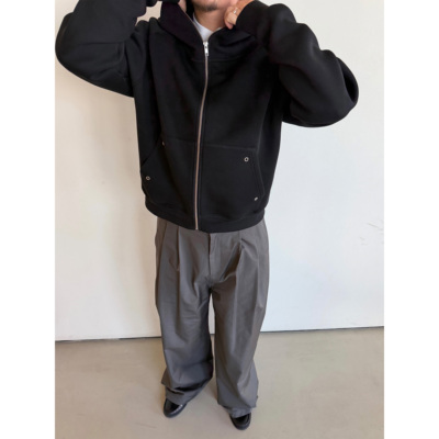 忍者空气层全拉链卫衣短宽裁剪