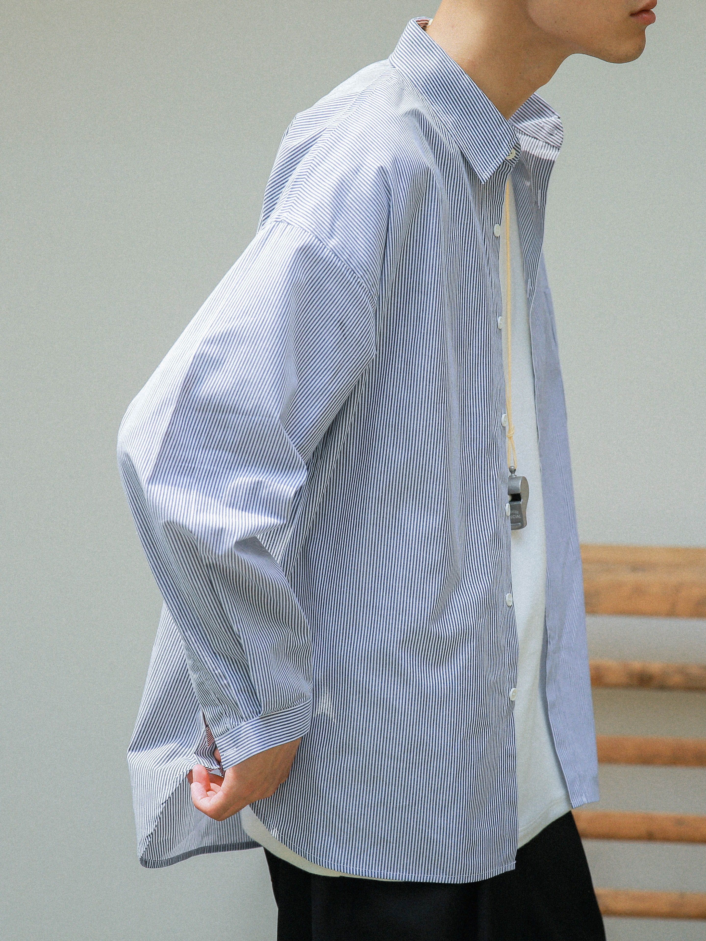 loose stripe shirtÈÕϵ¿íËɲüô»ÒÉ«ÌõÎÆMHL·ç¸ñÄг¤Ðä³ÄÉÀ
