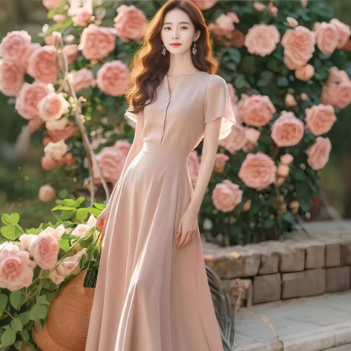 哺乳衣外出雪纺连衣裙夏装产后显瘦修身喂奶衣嫩妈哺乳期穿搭长裙