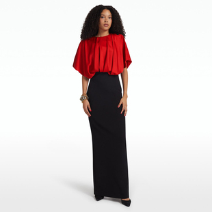 高级质感妈妈装长款2024新款时尚个性年会婆婆晚宴聚会连衣裙黑红