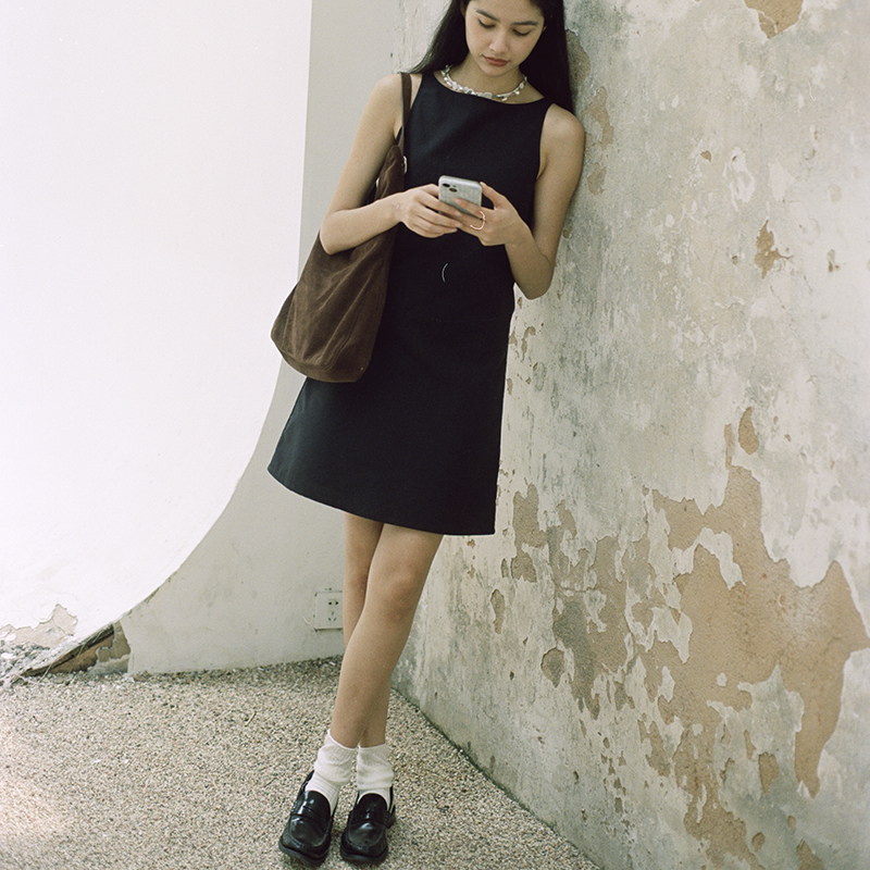 慢呢mannee 印度产有机棉 简约经典优雅 小黑裙LBD