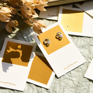 纸定制设计印刷 现货首饰耳环标签吊牌包装 韩版 白卡烫金耳钉卡包装