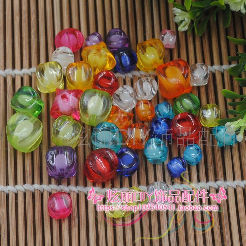 手工diy串珠材料亚克力珠子8-18mm四角珠珠中珠纸巾盒西瓜珠 穿珠