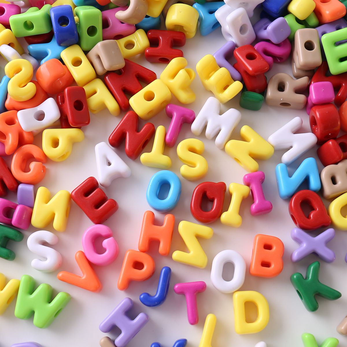 亚克力彩色大孔字母珠手工串珠