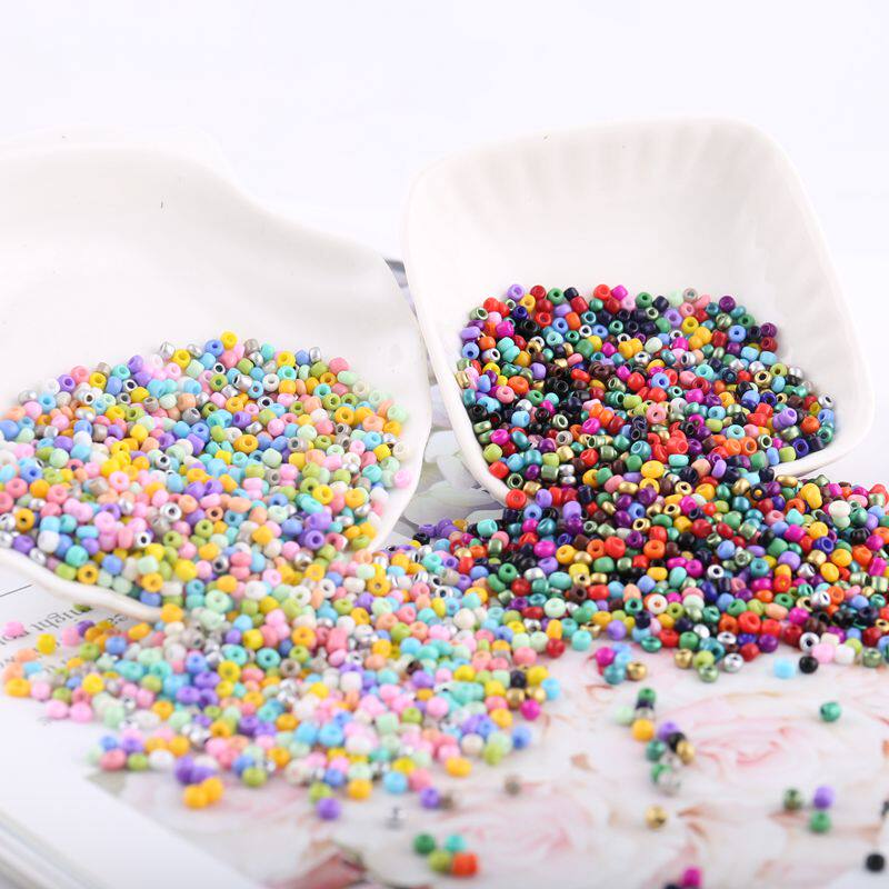 DIY饰品配件串珠材料编制珠3MM瓷实玻璃米珠散珠手工制作手链项链