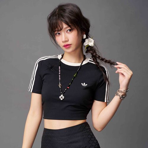 三叶草女子新中式露脐短袖KC5851