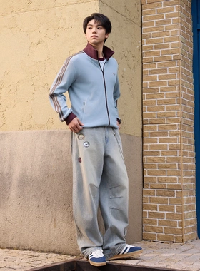 阿迪达斯三叶草男子26年春款华夫格早春立领薄外套KY5769 KZ2914