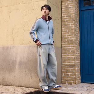 阿迪达斯三叶草男子26年春款华夫格早春立领薄外套KY5769 KZ2914