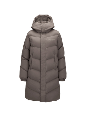 斯凯奇女子25年冬款连帽保暖长款羽绒服外套 L425W018-0018-05QR