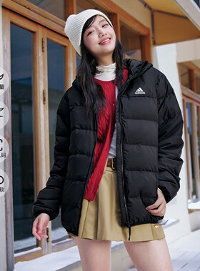 Adidas/阿迪达斯大Logo防风保暖连帽男女羽绒服外套IZ4883 JX1808