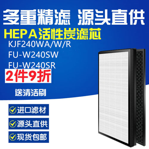 适配夏普空气净化器KJF240WA/W/R FU-W240SW FU-W240SR过滤网滤芯