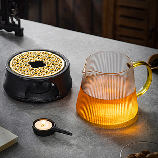 陶瓷温茶器蜡烛加热茶炉暖茶炉家用简约陶瓷煮炉器黑色简约配垫片