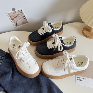 复古厚底增高运动板鞋 女百搭休闲德训鞋 小白鞋 A378 2025新款