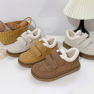 蓓尔魔术贴加绒棉鞋女款2024秋冬新款厚底板鞋加厚猫猫鞋子LZ6035