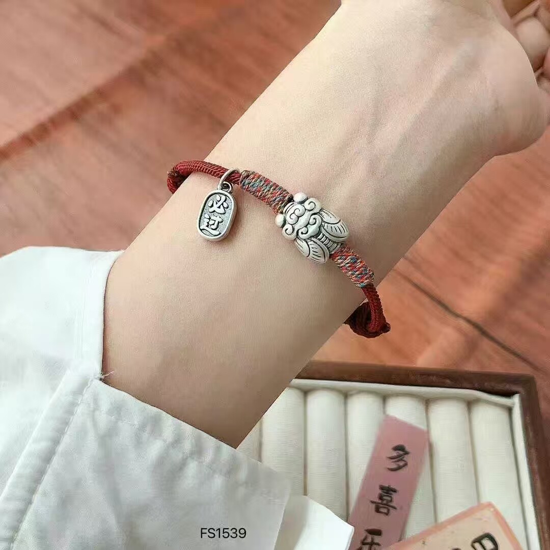 999纯银逢考必过手链祝福学习礼物红手绳一鸣惊人初高中学生励志
