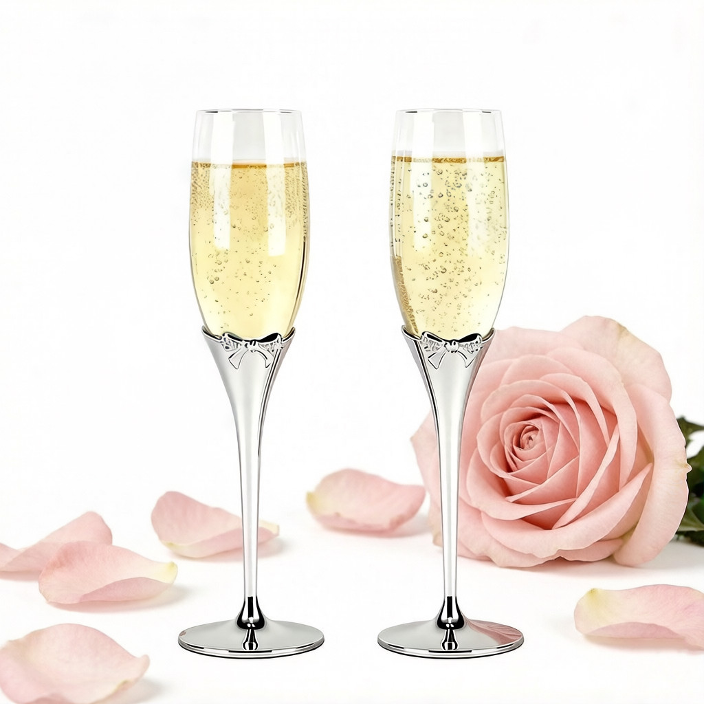 欧式结婚礼物送闺蜜红酒酒杯合金镀银镶钻创意高脚香槟杯2个包邮