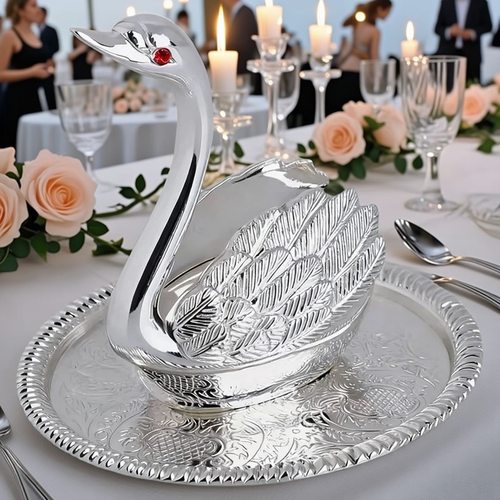 欧式镀银天鹅摆件戒枕首饰项链