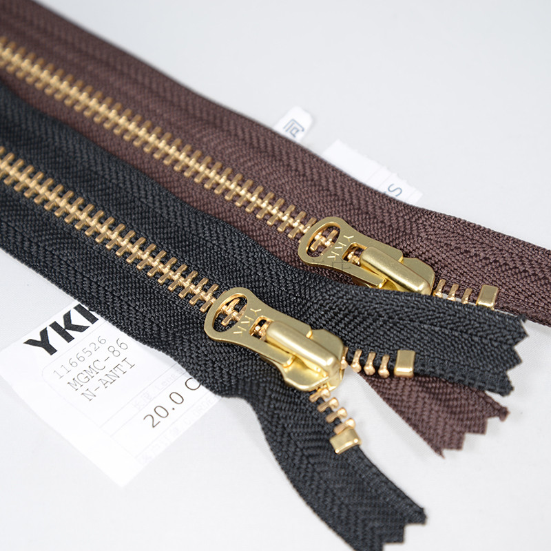 diy手工男士皮革包鞋靴配件 8号YKK金铜色闭尾金属大拉链20~50cm