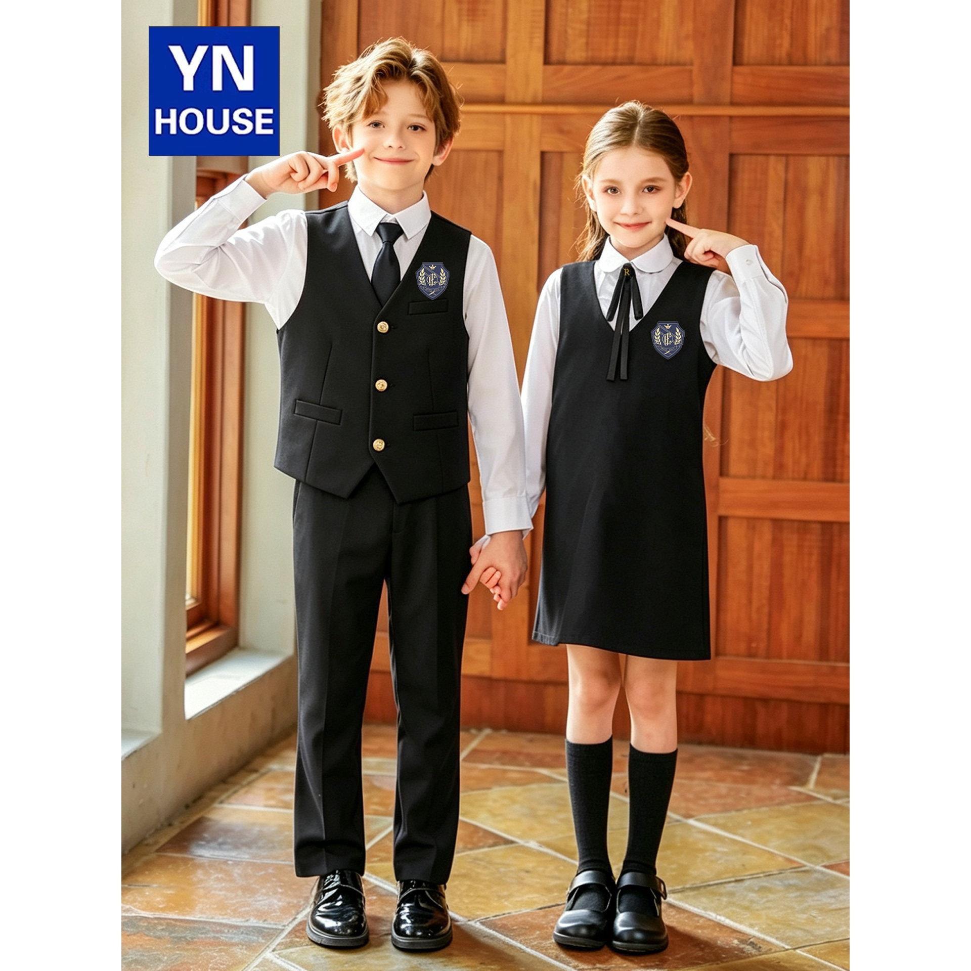 小学生班服马甲校服套装春秋儿童连衣裙幼儿园园服英伦套装演出服