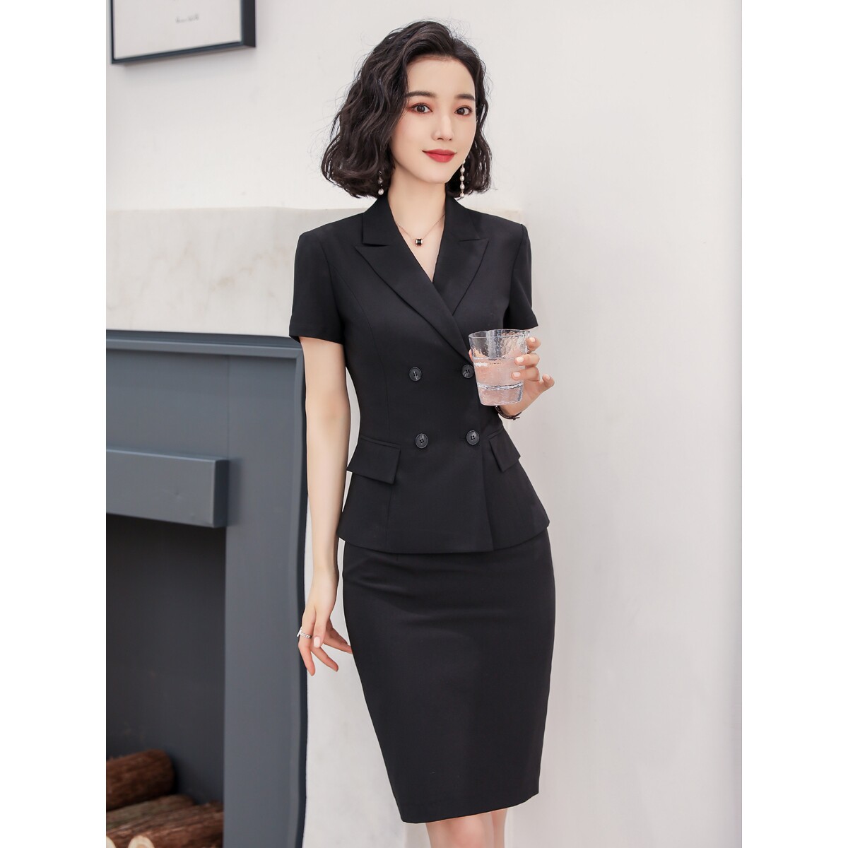 诗璐雅女士职业套装时尚上班气质女神范西装商务正装律师工作服夏