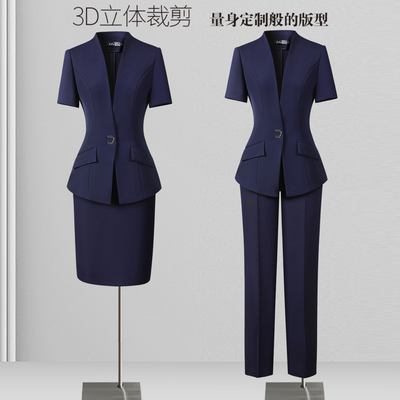 夏天西装套装女薄款上班正装职业气质时尚酒店前台案场客服工作服