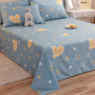 夏天床单一米五单件纯棉100全棉枕套2件套铺被单三件套1米5防滑款