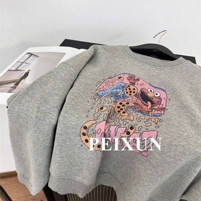 韩国小众宽松短款圆领卫衣