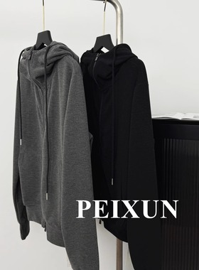 长期主义！早秋刚需实穿派设计感双拉链外套磨毛绒连帽卫衣帽衫女