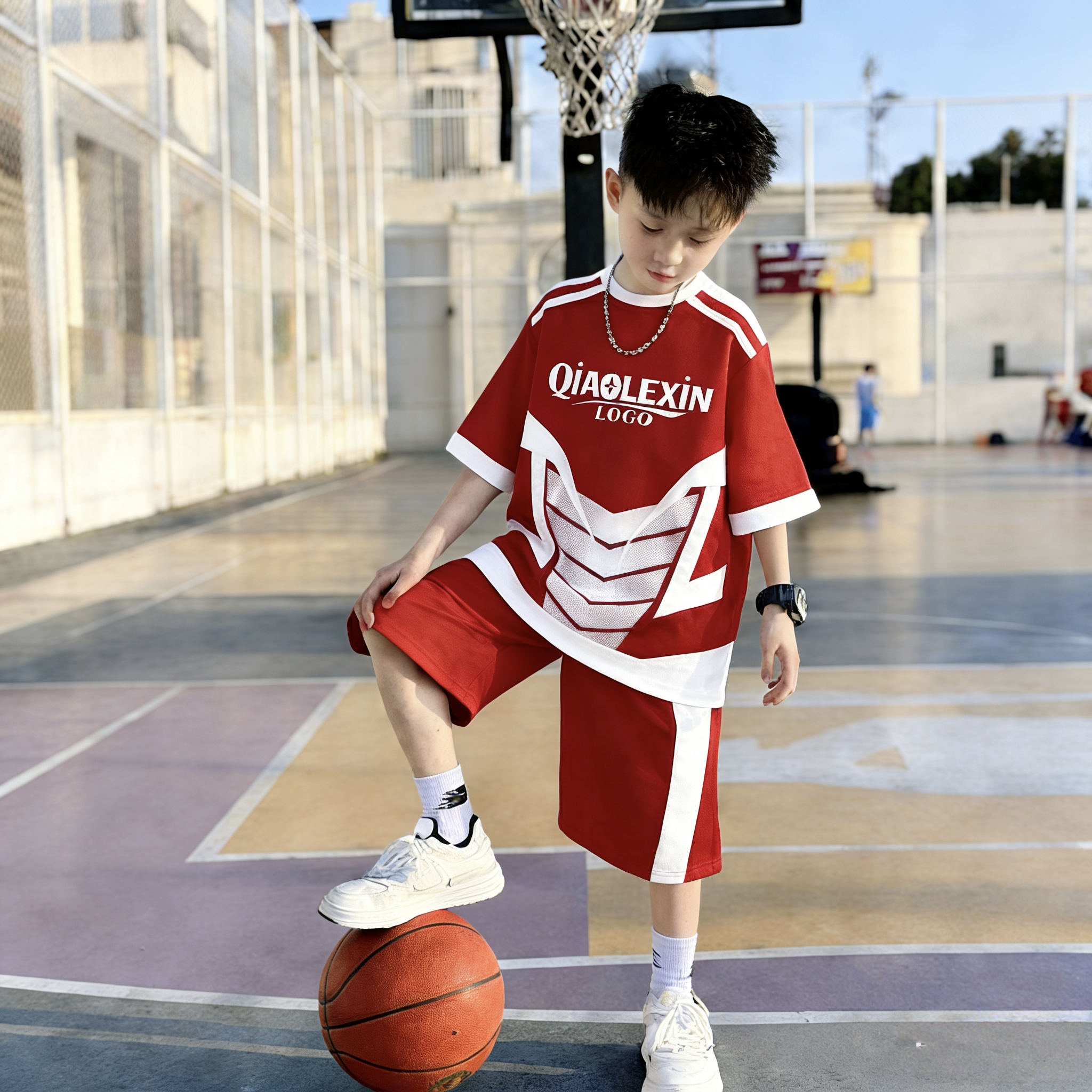 男童夏季套装2026新款儿童篮球服男孩短袖运动套装时尚帅气两件套