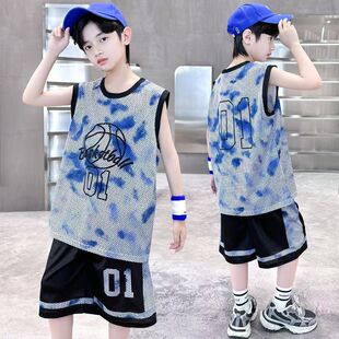 男童夏季篮球服套装中大童速干运动背心男孩训练服儿童薄款运动服