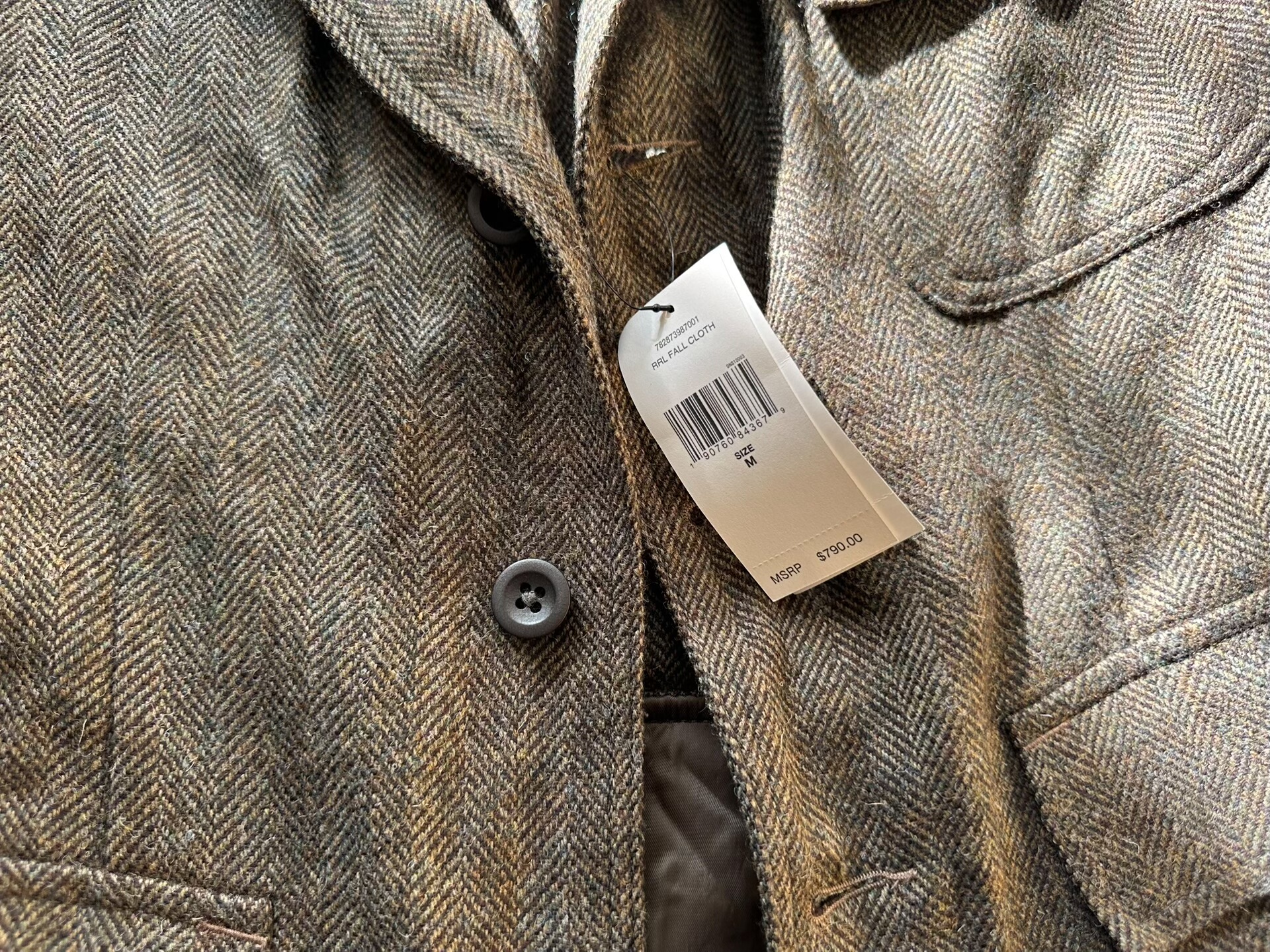 RRL Brown Herringbone Vintage Wool Jacket — label