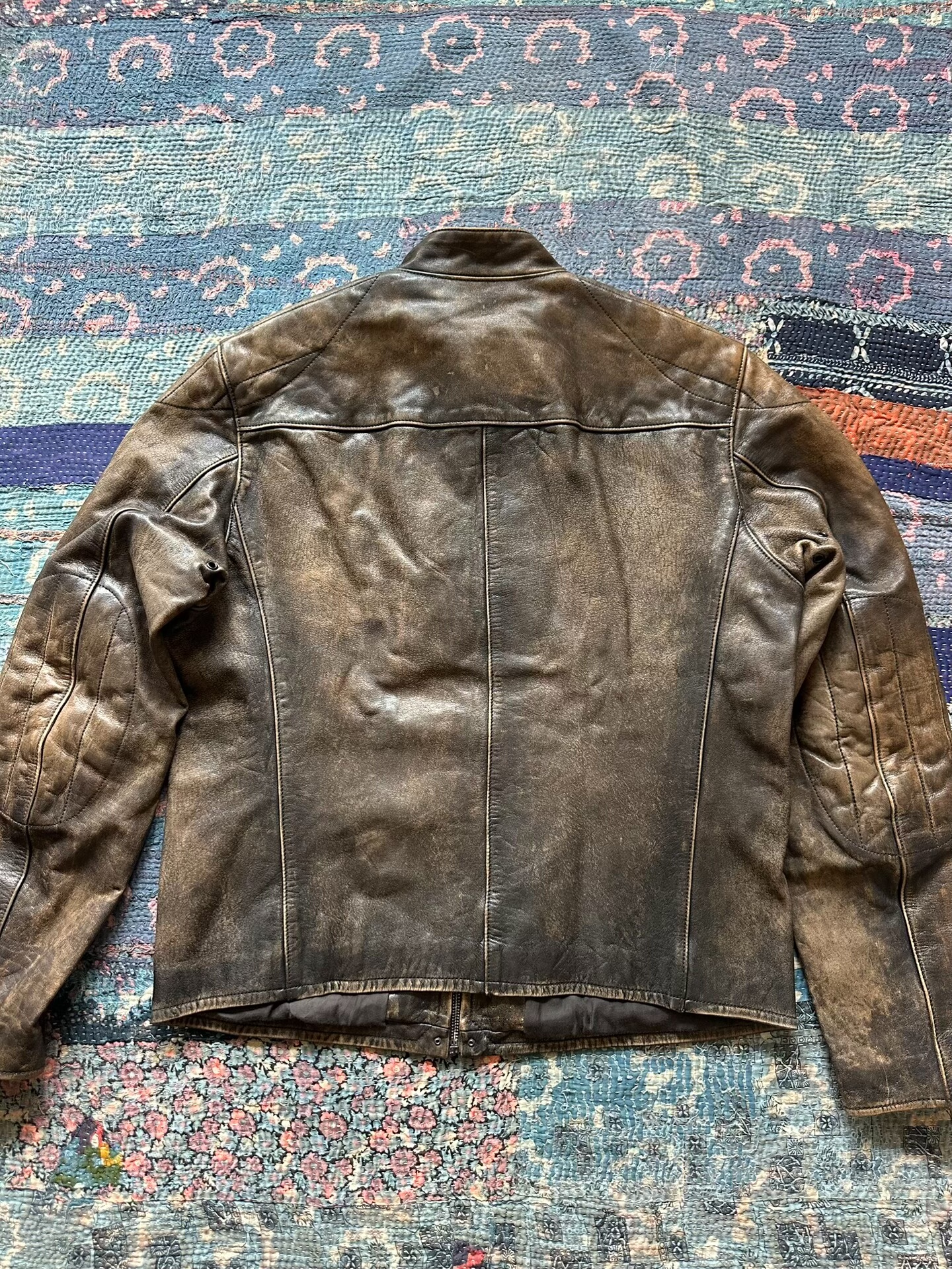 Polo Ralph Lauren Brown Distressed Leather Moto Jacket — front
