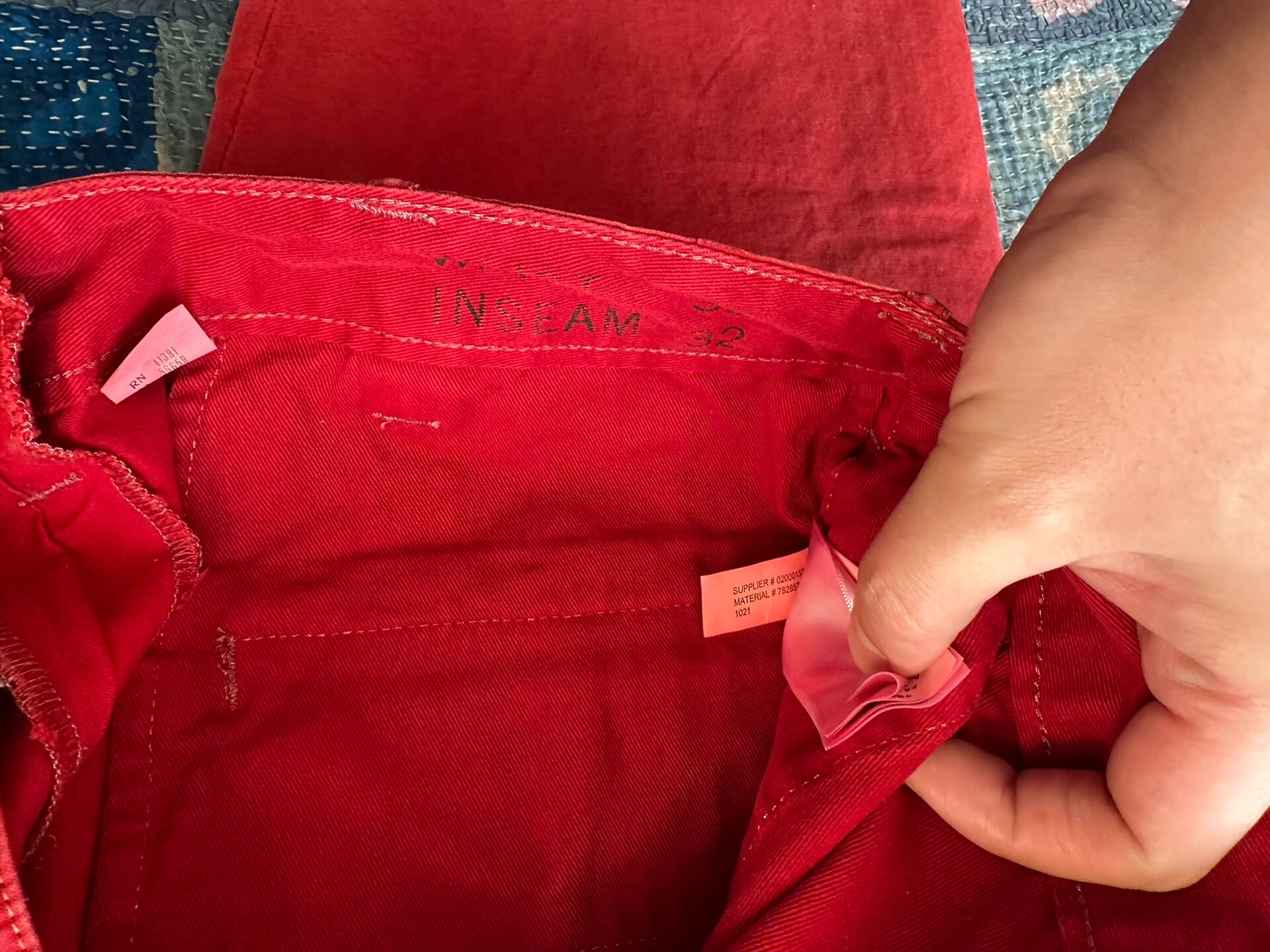 RALPH LAUREN Red Distressed Casual Pants — label