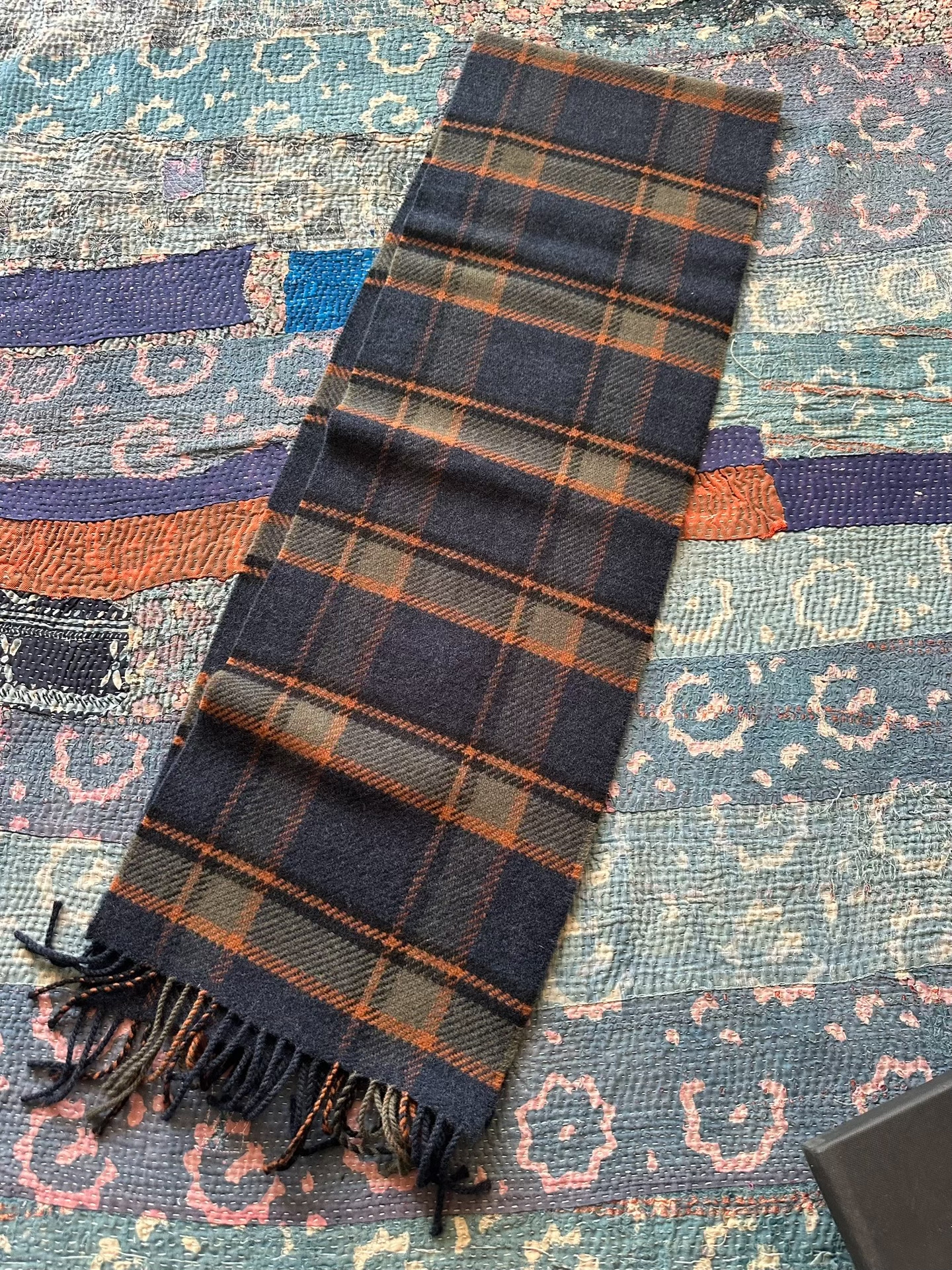 RRL Wool Plaid Scarf with Fringe
