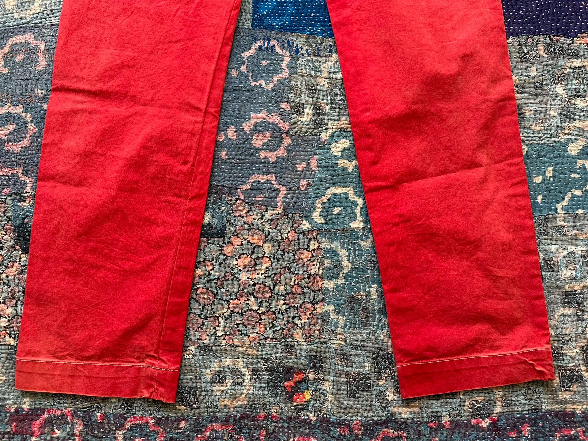 RALPH LAUREN Red Distressed Casual Pants — detail