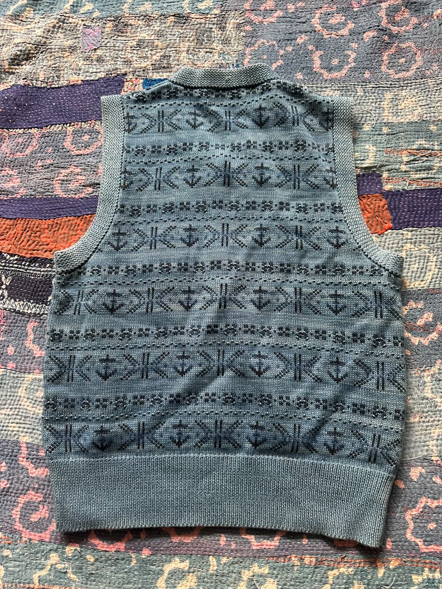 RRL Blue Fair Isle Knit Vest — front