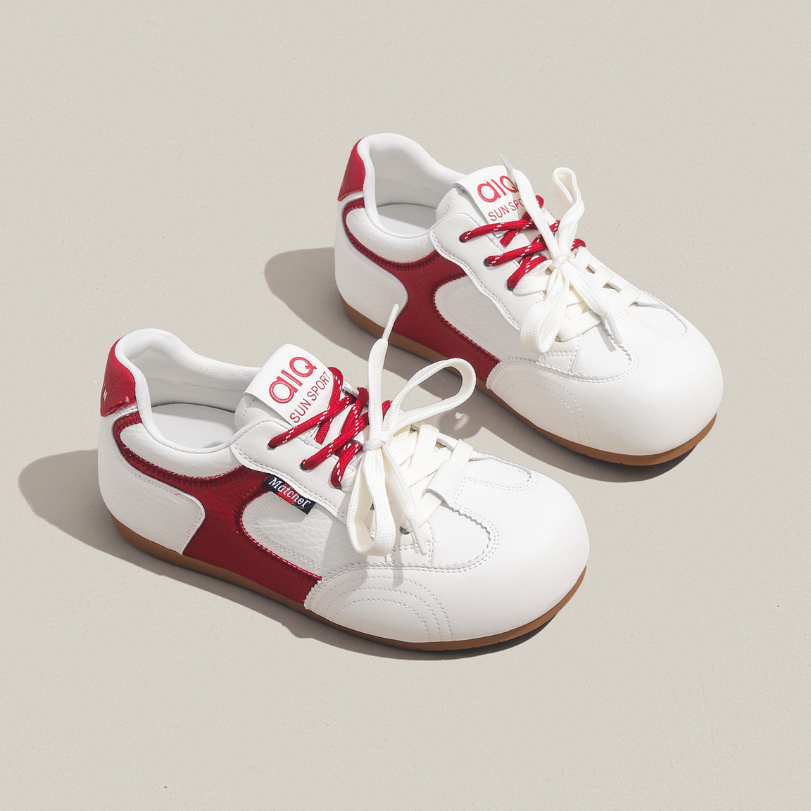 周周推荐~拼色德训鞋女2026春季真皮新款系带厚底双鞋带休闲板鞋,女鞋,德训鞋,淘宝优惠券,粉丝福利购,淘宝优惠卷