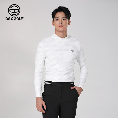 DEXGOLF韩国高尔夫服装男士初秋半高领长袖T恤弹力防晒打底外穿衫