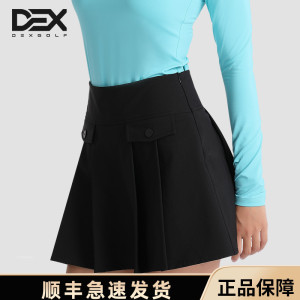 DEXGOLF高尔夫服装高腰百褶裙女夏新款防走光短裙a字半身裙灰色