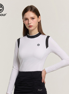 DEX GOLF高尔夫女装长袖上衣立领撞色修身速干透气百搭运动上衣