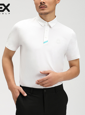 DEXGOLF高尔夫男士短袖POLO衫夏季白色透气休闲粉色速干凉感上衣