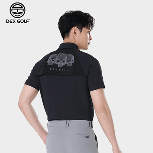 个性 DEXGOLF韩国高尔夫服装 骷髅头印花 翻领短袖 透气经典 男士 夏季