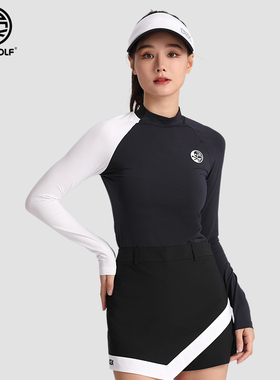 DEXGOLF高尔夫服装春夏款女士长袖T恤防晒修身休闲薄款速干衫黑色