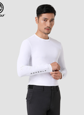 DEXGOLF高尔夫防晒衣男装冰丝打底衫长袖上衣服装圆领T恤夏季白色