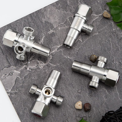 304不锈钢三通角阀一分二加长多功能四通4分一进双二三四出水龙头